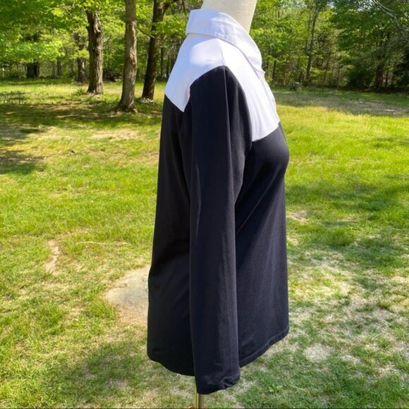 DONCASTER TOP BLACK WHITE COLOR BLOCK STRETCH Size S - Picture 6 of 9